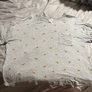 Gray Tee with Yellow Floral Accents